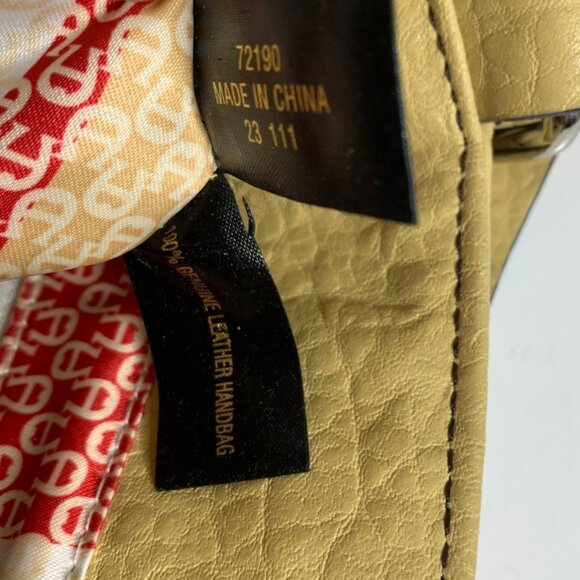 ETIENNE AIGNER Yellow Leather Shoulder Bag Multiple Zipper Pockets Double Handle - Picture 9 of 12